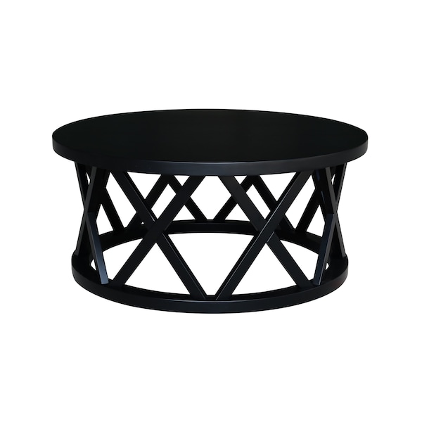 International Concepts Round Ceylon Coffee Table, 40 in W X 40 in L X 18 in H, Wood, Black OT46-46CR - main